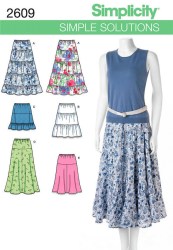 2609 SIMPLE ELASTIC WST FLARE TIER SKIRTS LENGTHS PATTERN 8-16